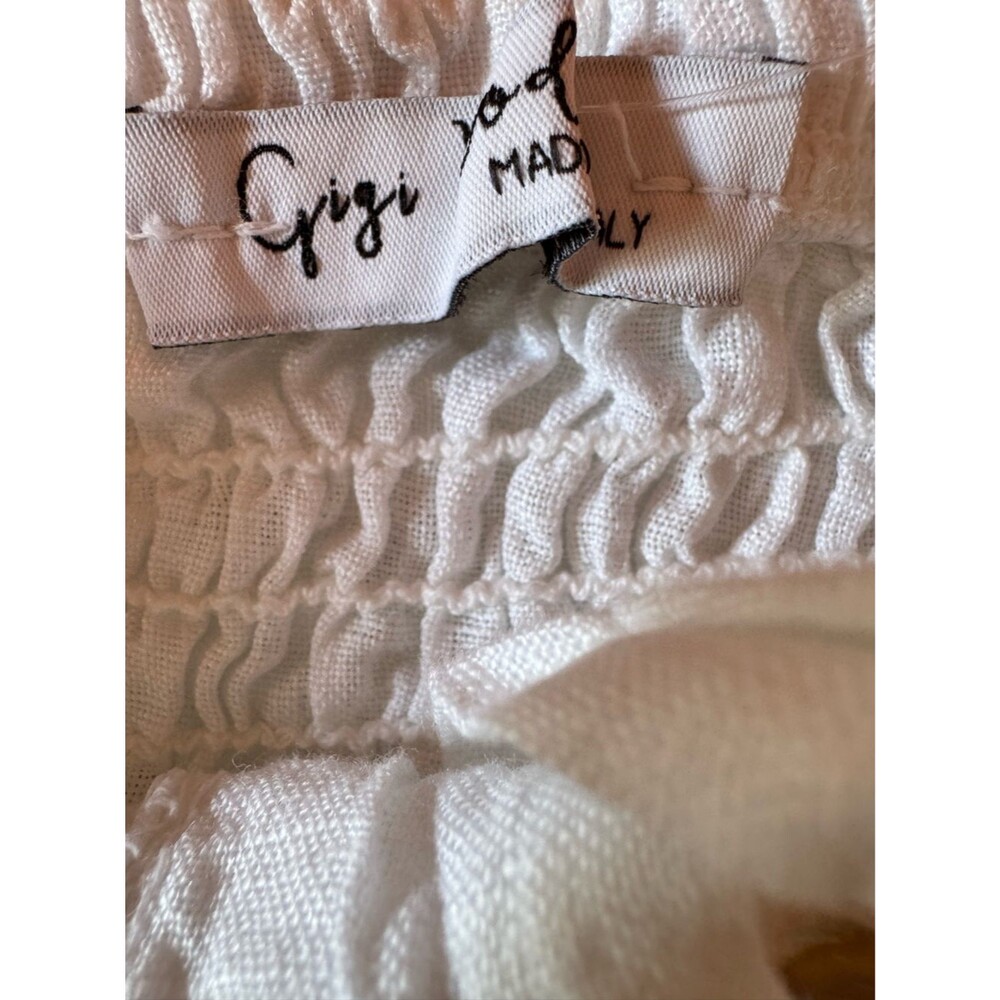 Gigi Moda White 100% Linen Smocked Button Front Maxi Skirt One Size - Picture 8 of 10